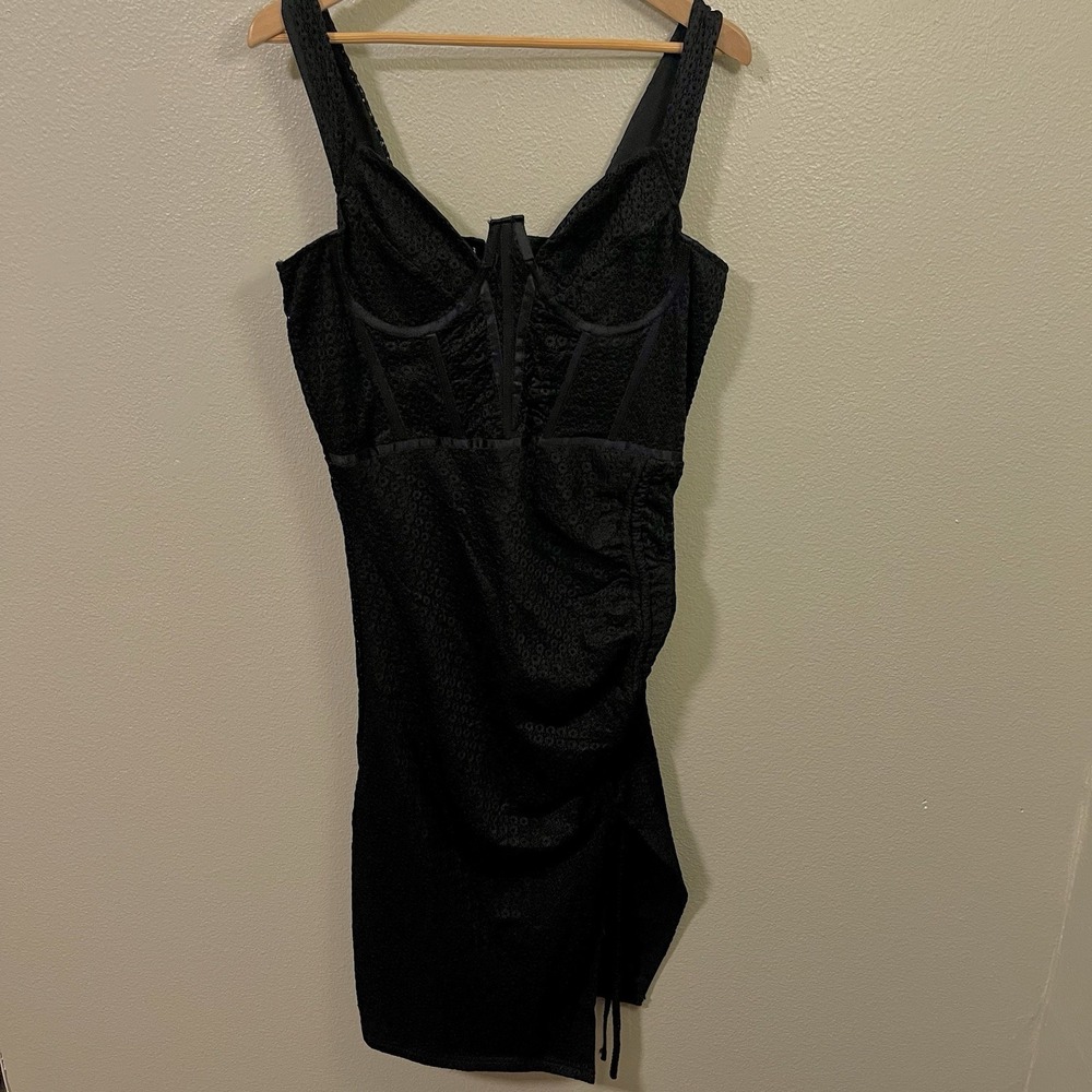 Lace Up Corset Dress Adjustable Slit Dark Feminine‎ Coquette Grunge Goth Size XL
